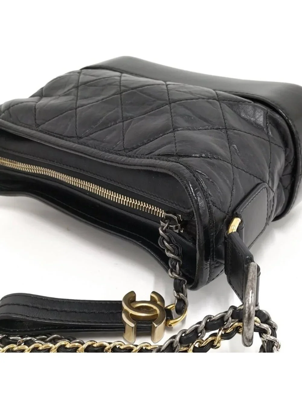 Chanel Gabriel Chain Shoulder Bag Leather Black